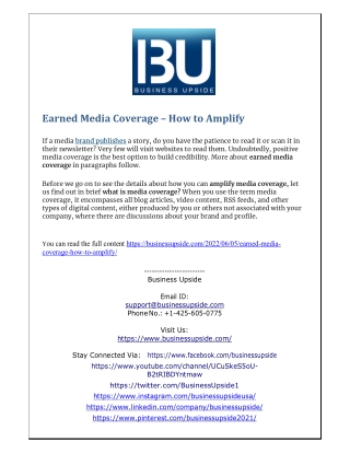 Earned Media Coverage How to Amplify