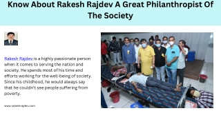 Know About Rakesh Rajdev A Great Philanthropist Of The Society