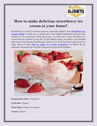 Strawberry Ice Cream recipe