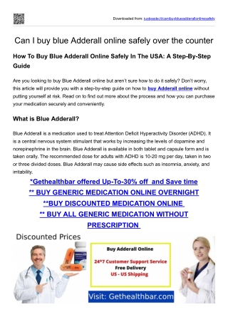 Can I buy blue Adderall online safely over the counter