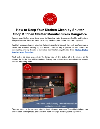 How to Keep Your Kitchen Clean by Shutter Shop Kitchen Shutter Manufacturers Bangalore