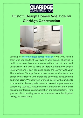 Custom Design Homes Adelaide by Claridge Construction