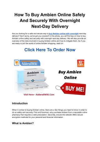 How To Buy Ambien Online Safely And Securely With Overnight Next-Day Delivery