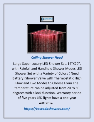 Ceiling SBuy ceiling shower head |  cascadashowers.comhower Head
