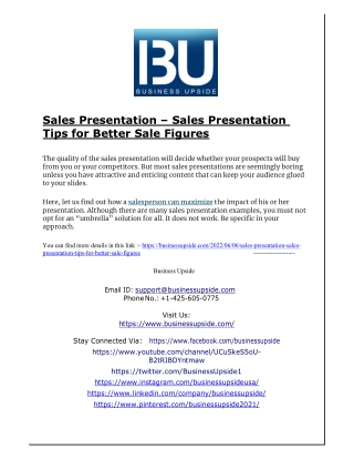 Sales Presentation – Sales Presentation Tips for Better Sale Figures