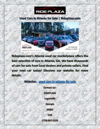 Used Cars in Atlanta for Sale | Rideplaza.com