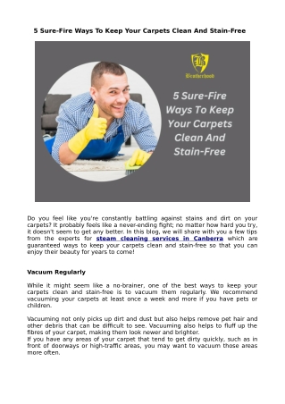 5 Sure-Fire Ways To Keep Your Carpets Clean And Stain-Free