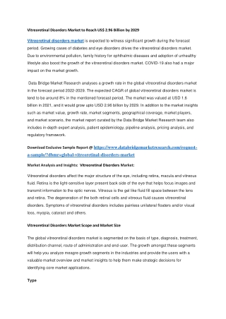 Vitreoretinal Disorders Market to Reach US 2.96 Billion by 2029