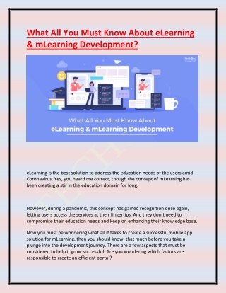 What All You Must Know About eLearning & mLearning Development