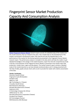 Fingerprint Sensor Market Production Capacity And Consumption Analysis