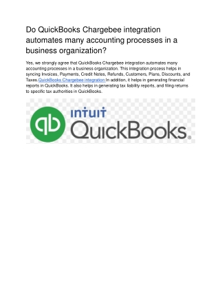 QuickBooksChargebeeintegration