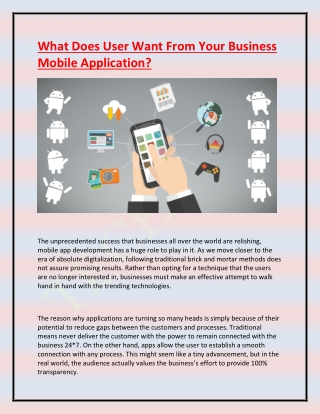 What Does User Want From Your Business Mobile Application