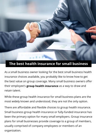 The best health insurance for small business