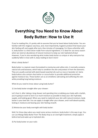 Everything You Need to Know About Body Butter How to Use It