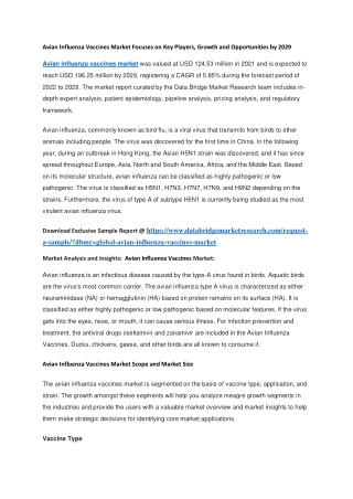 Avian Influenza Vaccines Market Focuses on Key Players, Growth and Opportunities by 2029
