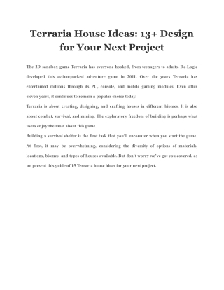 Terraria House Ideas: 13  Design for Your Next Project