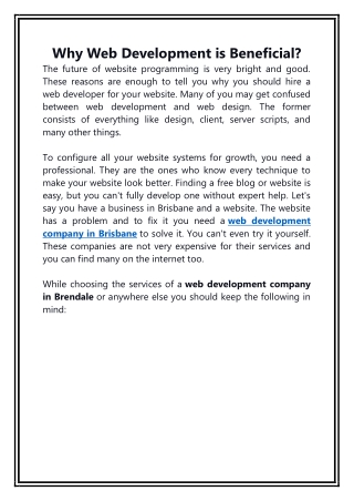 Why Web Development is Beneficial