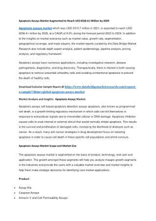 Apoptosis Assays Market Augmented to Reach US 6558.41 Million by 2029 (1)