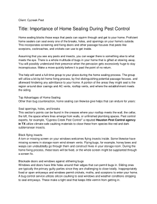Importance of Home Sealing During Pest Control_ Cycreek Pest