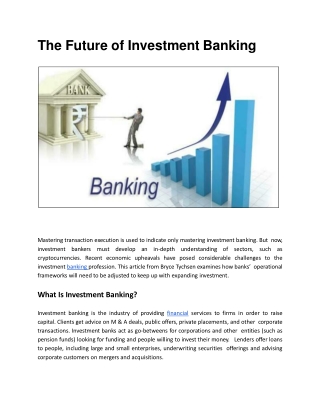 The Future of Investment Banking