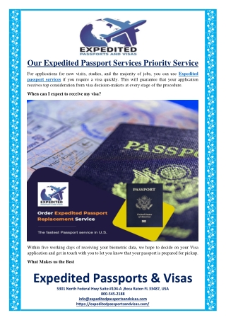 Our Expedited Passport Services Priority Service