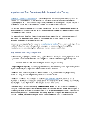 Importance of Root Cause Analysis in Semiconductor Testing