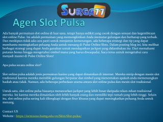 Agen Slot Pulsa