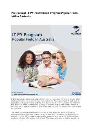 Professional IT PY Professional Program Popular Field within Australia