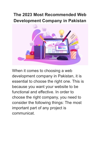The 2023 Most Recommended Web Development Company in Pakistan