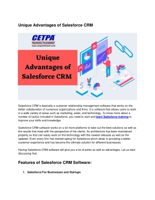 Unique advantages of using Salesforce CRM