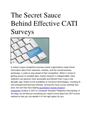 The Secret Sauce Behind Effective CATI Surveys