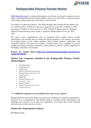 Redispersible Polymer Powder Market
