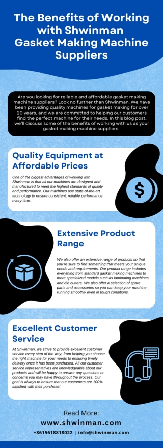 The Benefits of Working with Shwinman Gasket Making Machine Suppliers