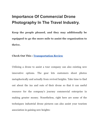 Importance Of Commercial Drone Photography In The Travel Industry.