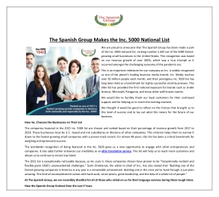 The Spanish Group Makes the Inc. 5000 National List