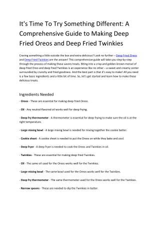 Crumbs_It's Time To Try Something Different_ A Comprehensive Guide to Making Deep Fried Oreos and Deep Fried Twinkies
