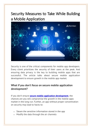 Security Measures to Take While Building a Mobile Application