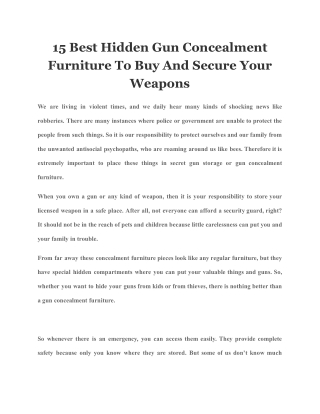 15 Best Hidden Gun Concealment Furniture To Buy And Secure Your Weapons