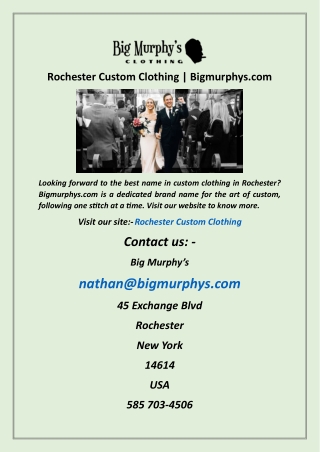 Rochester Custom Clothing  Bigmurphys com