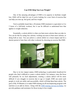 Can EMS Help You Lose Weight
