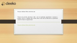 Promote Affiliate Offers with Solo Ads   Cleeko.com