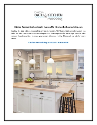 Kitchen Remodeling Services In Hudson Ma  Custombathremodeling.com