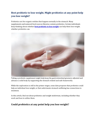 Best probiotic to lose weight , Might probiotics at any point help you lose weight