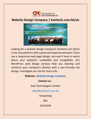 Website Design Company | Easttech.com.hk/en