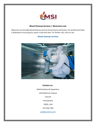 Blood Cleanup Services  Wearemsi.com