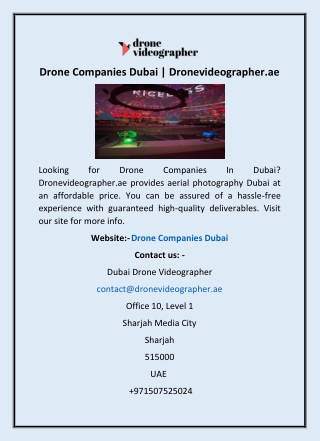 Drone Companies Dubai | Dronevideographer.ae