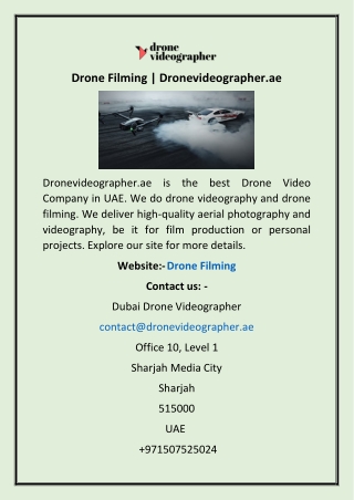 Drone Filming | Dronevideographer.ae