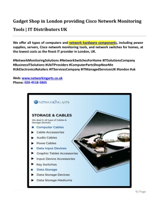 Gadget Shop in London providing Cisco Network Monitoring Tools - IT Distributors UK