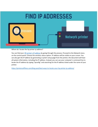Where do I locate the hp printer ip address?
