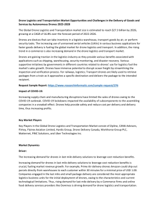 Drone Logistics and Transportation Market Opportunities and Challenges